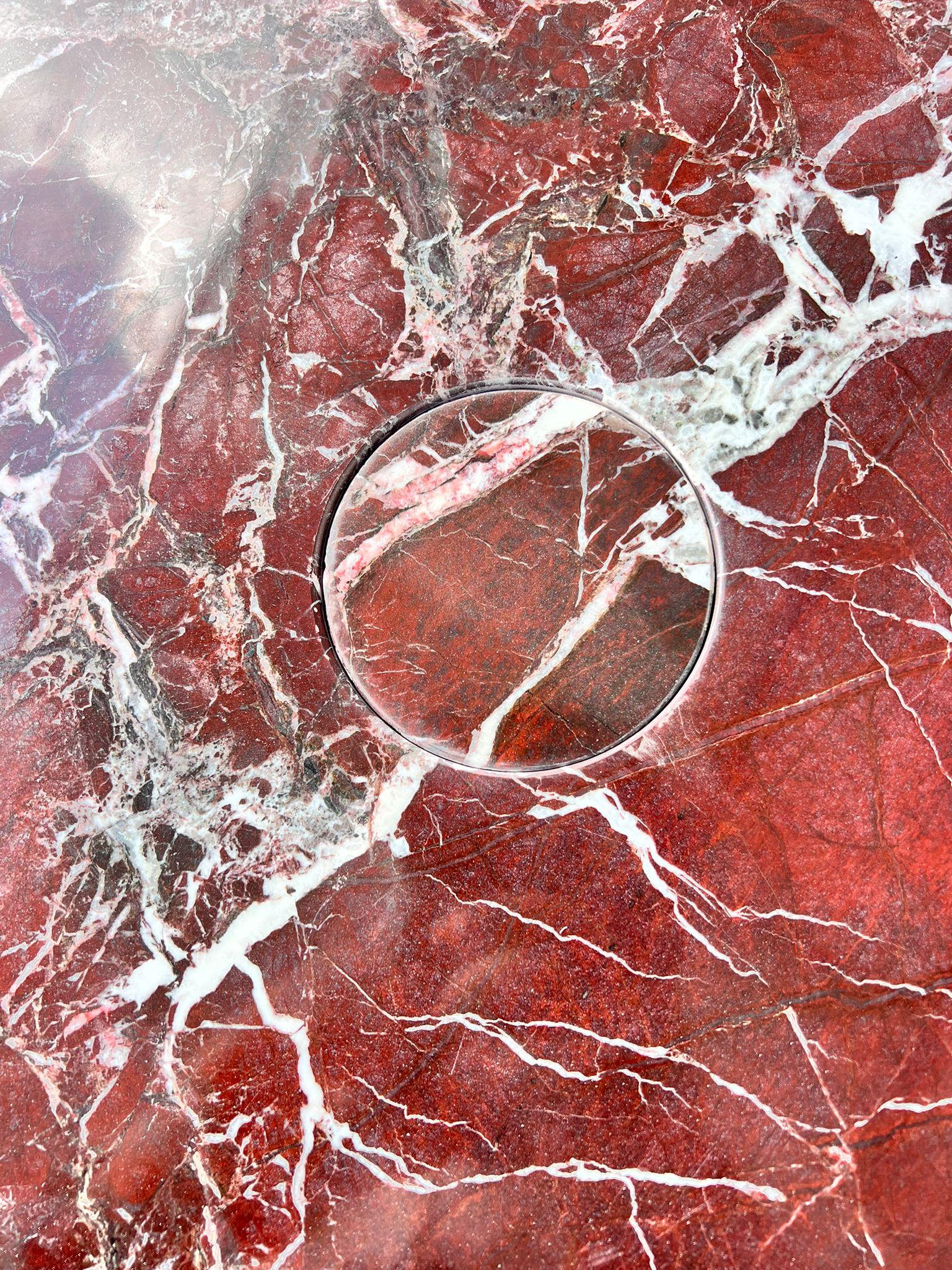 Rosso Levanto Red Marble Dining Table - Round Italian Marble Table In New Condition For Sale In İnegöl, TR
