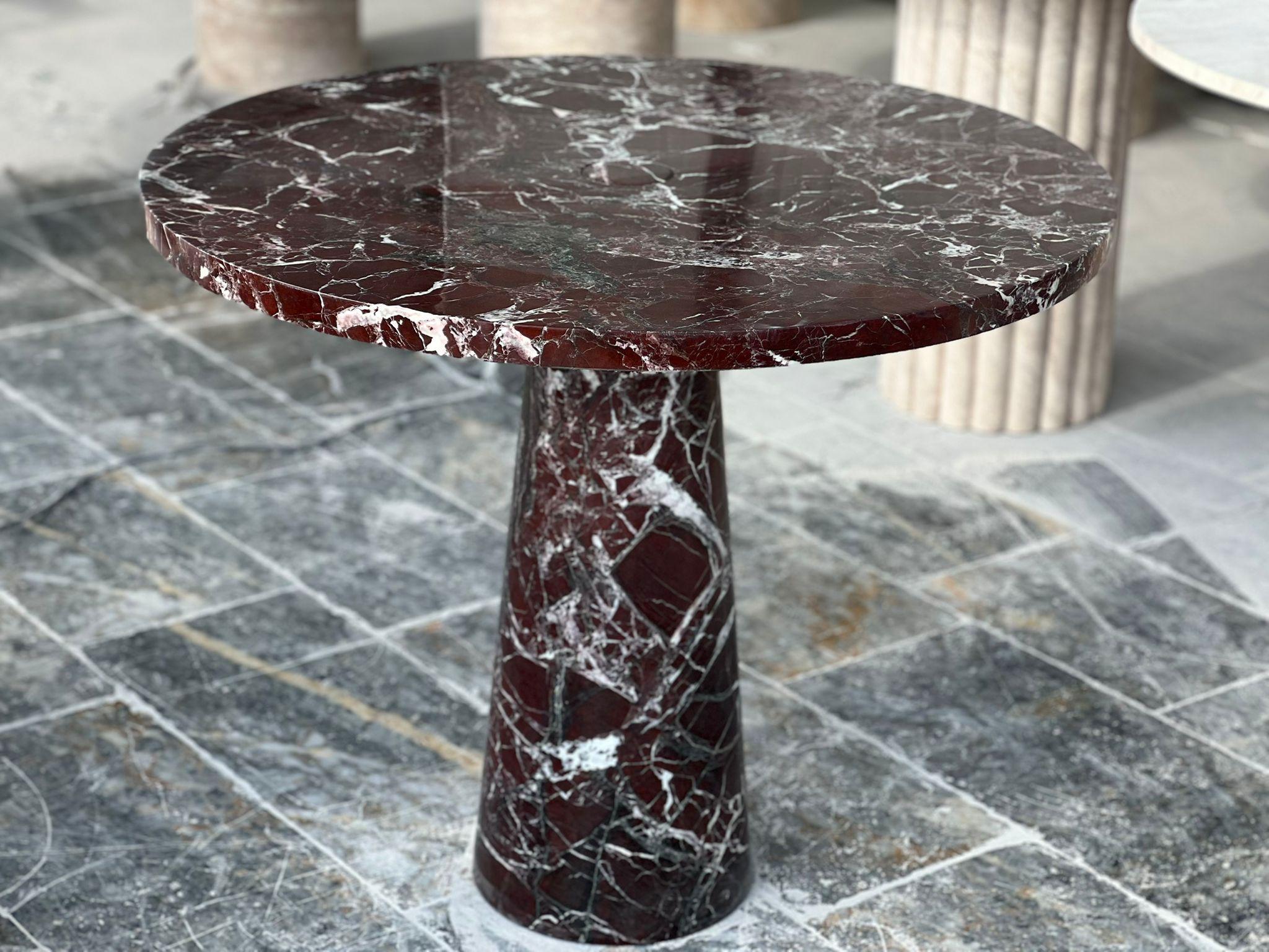 Contemporary Rosso Levanto Red Marble Dining Table - Round Italian Marble Table For Sale
