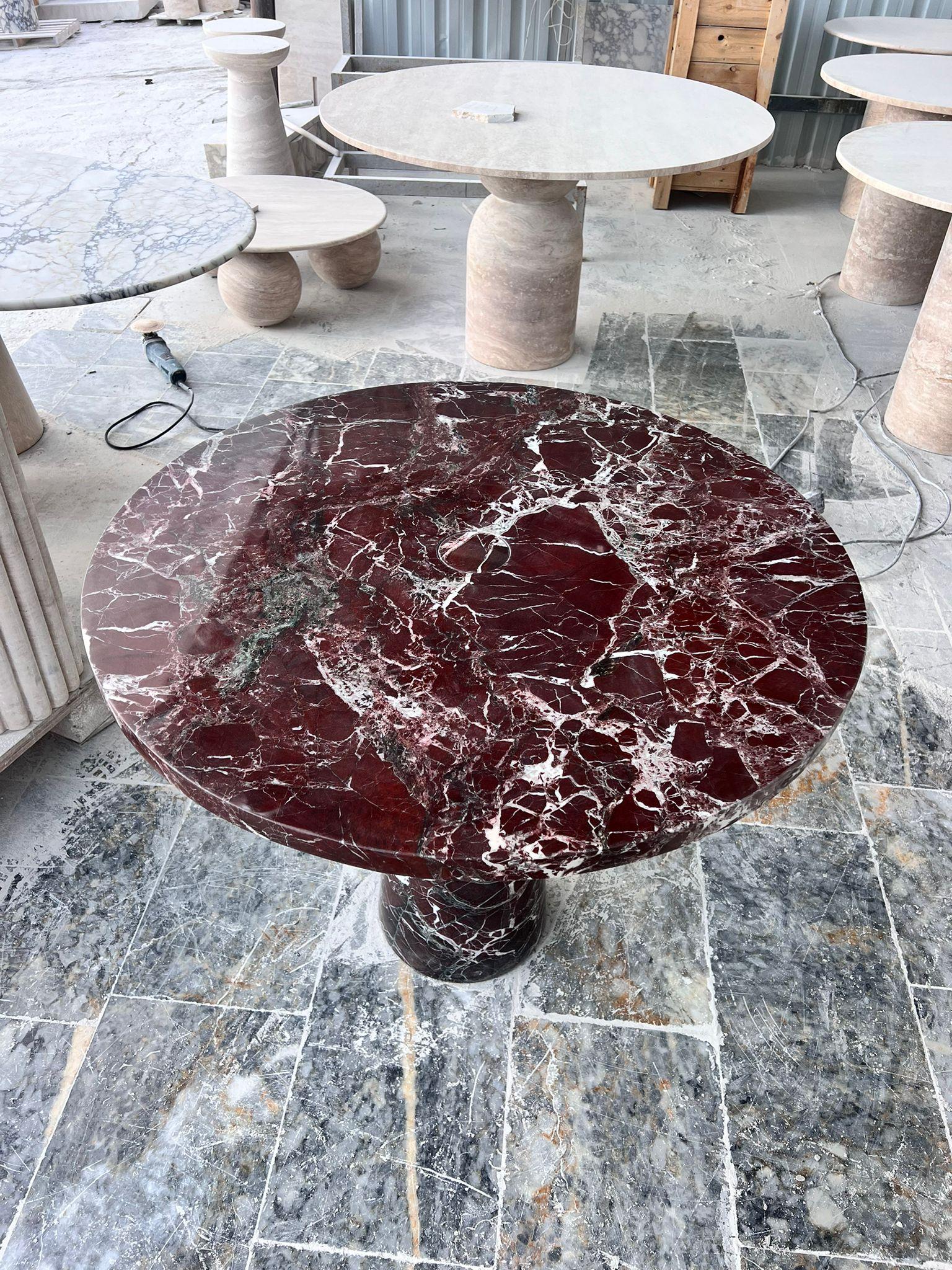 Rosso Levanto Red Marble Dining Table - Round Italian Marble Table For Sale 1