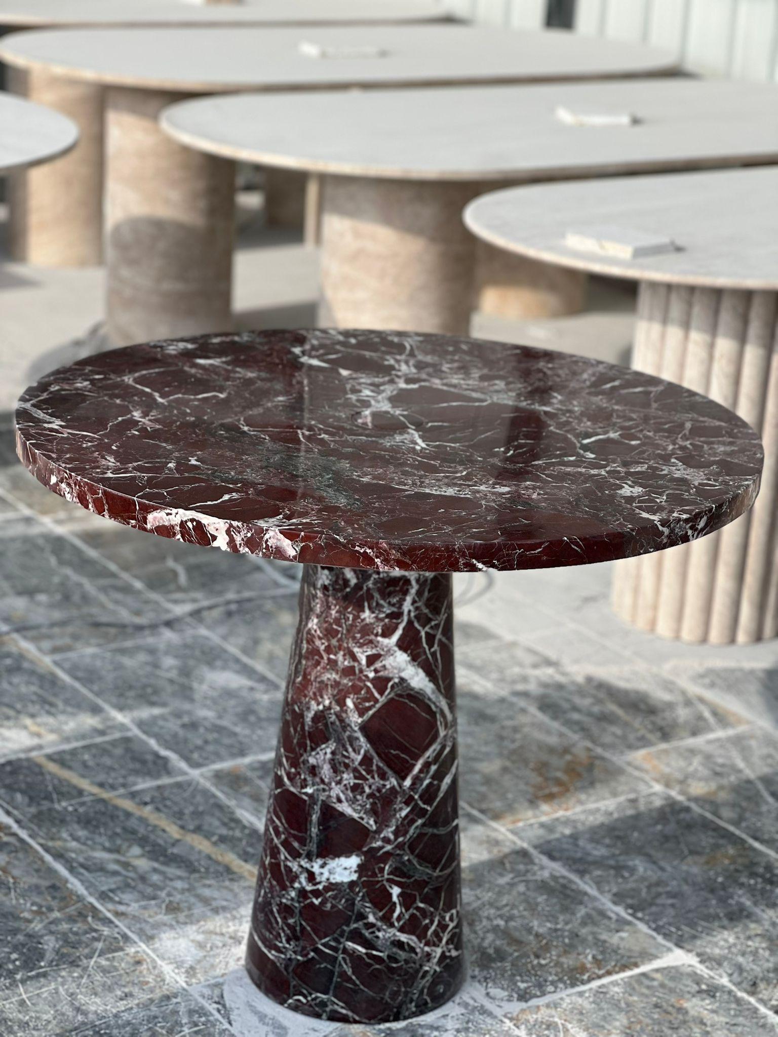 Rosso Levanto Red Marble Dining Table - Round Italian Marble Table For Sale 2