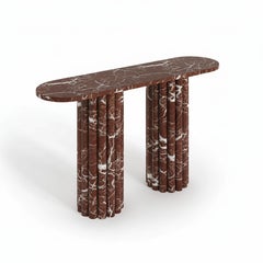 Rosso Levanto Red Marble Fluted Console Table - Custom Console Table