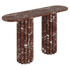 Rosso Levanto Red Marble Fluted Console Table - Custom Console Table