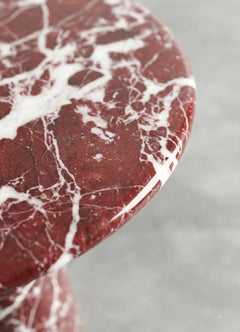 Table d'appoint en marbre rouge Rosso Levanto - Table basse ronde artisanale