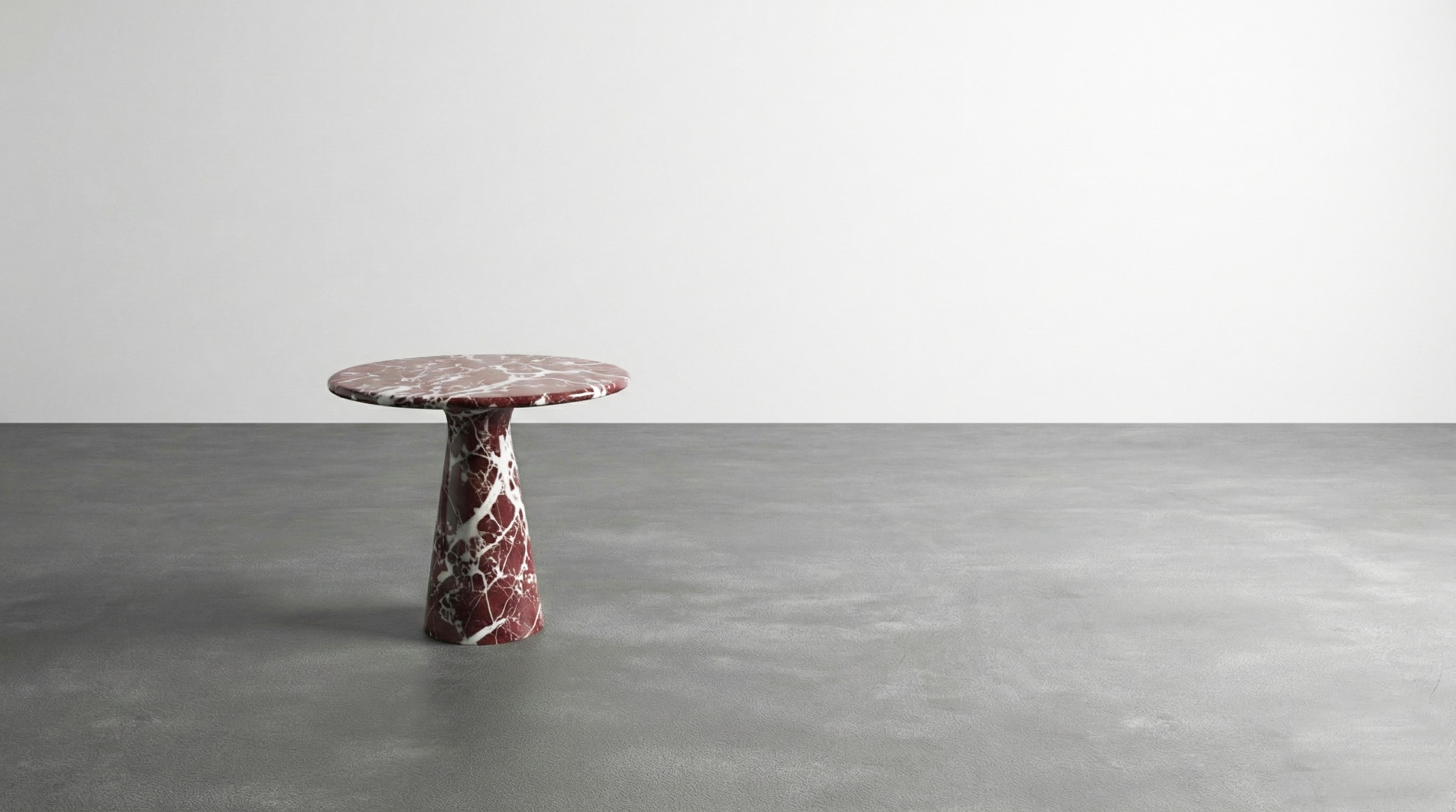 Rosso Levanto Red Marble Side Table - Handcrafted Round Coffee Table Neuf - En vente à İnegöl, TR