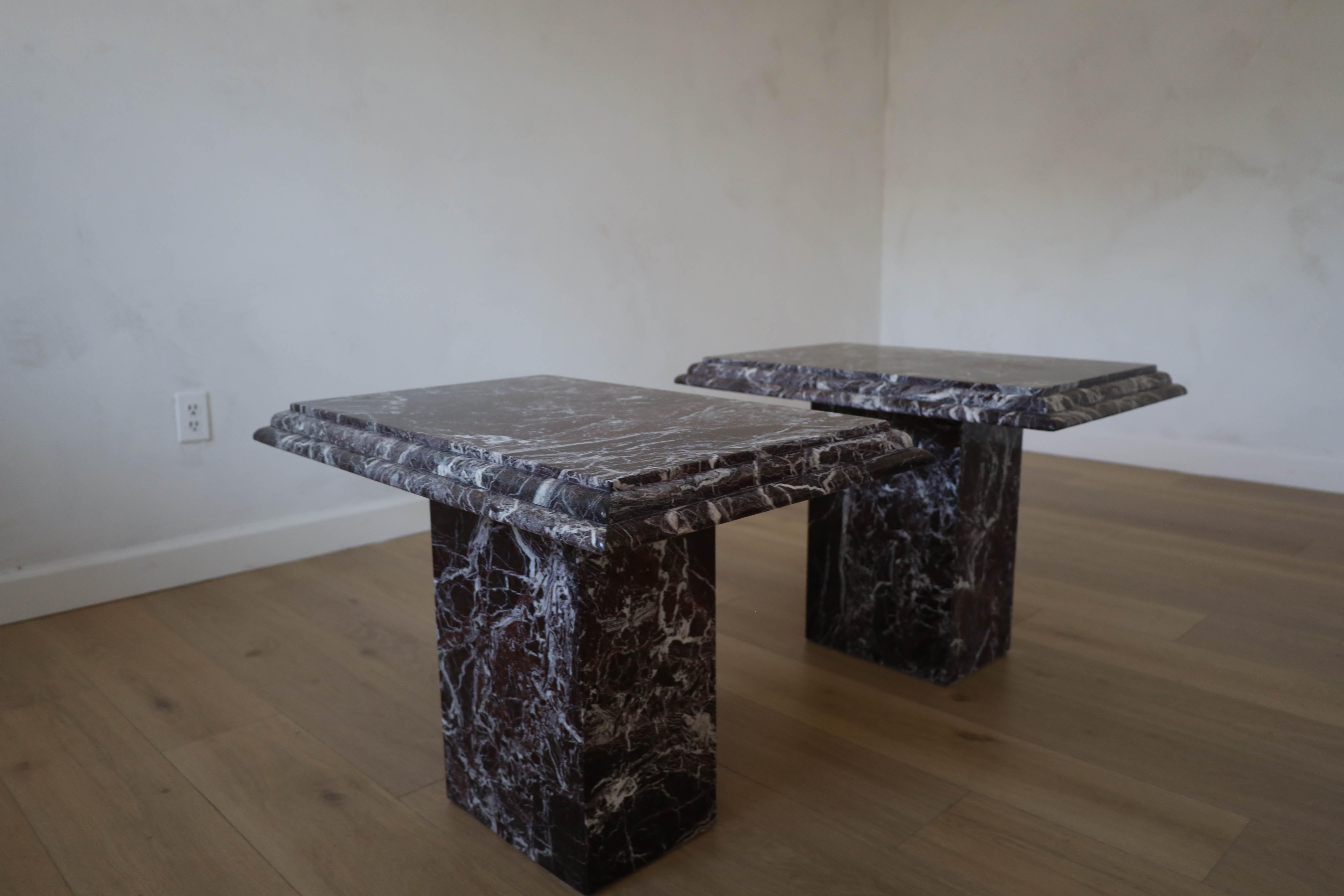 Rosso Levanto Side Tables, Pair Italy 1960s-70s For Sale 4