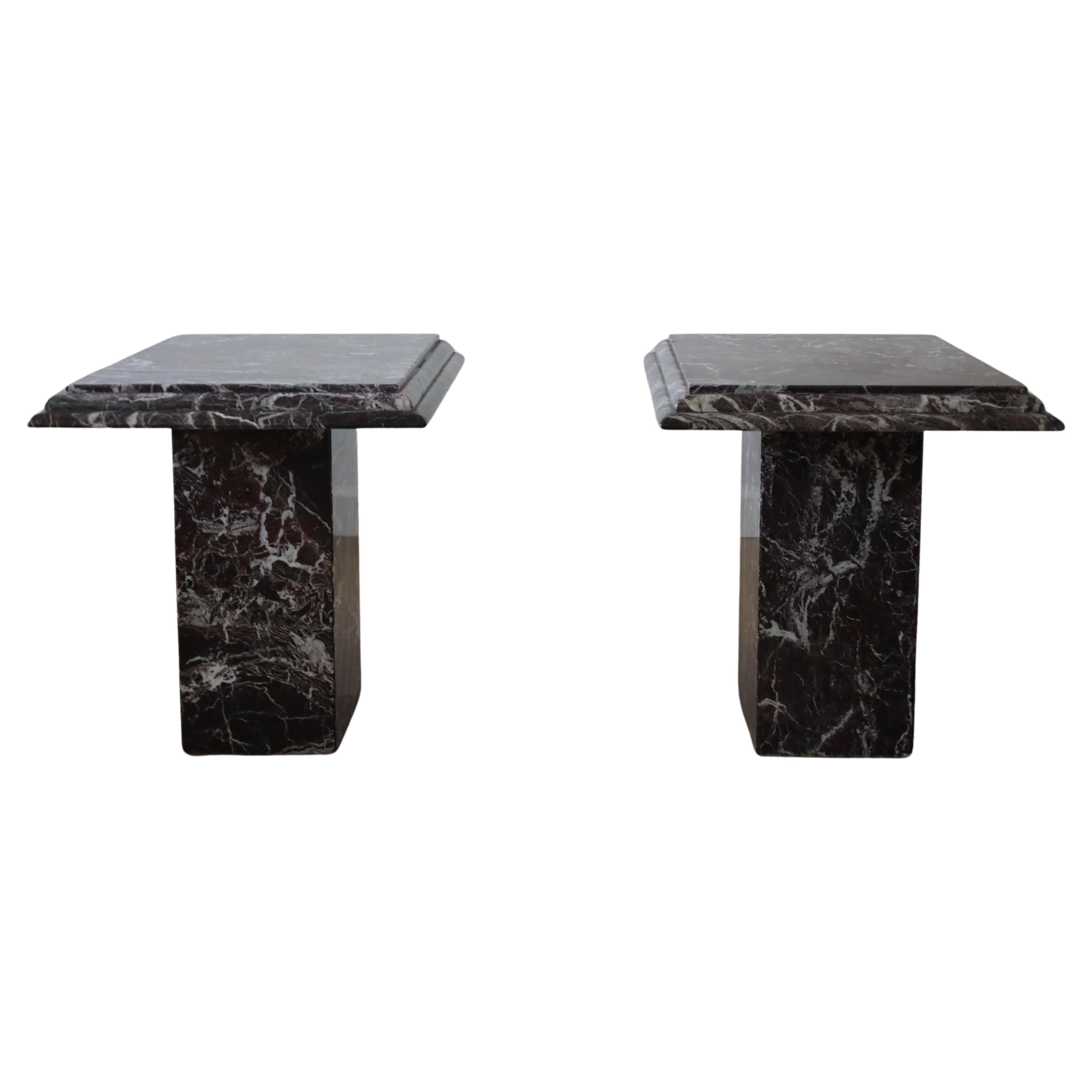 Rosso Levanto Side Tables, Pair Italy 1960s-70s For Sale