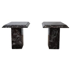 Vintage Rosso Levanto Side Tables, Pair Italy 1960s-70s