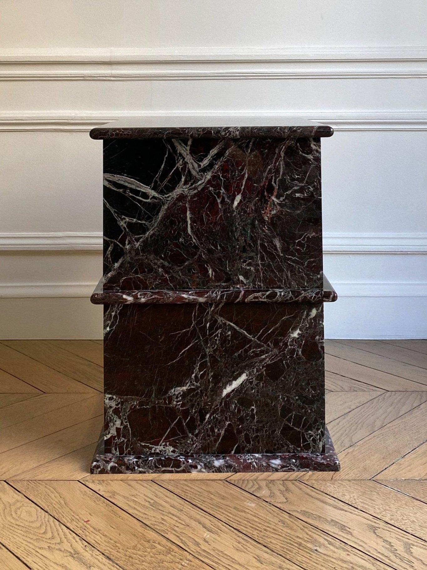 Polished Rosso Levanto The Side Table by ALMARMO For Sale