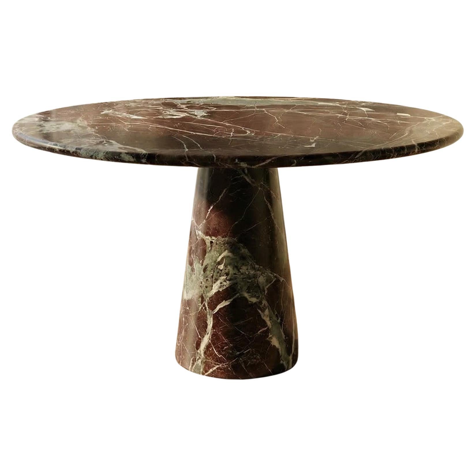 Rosso Red Marble Round Dining Table, in the style of 1970 Angelo Mangiarotti
