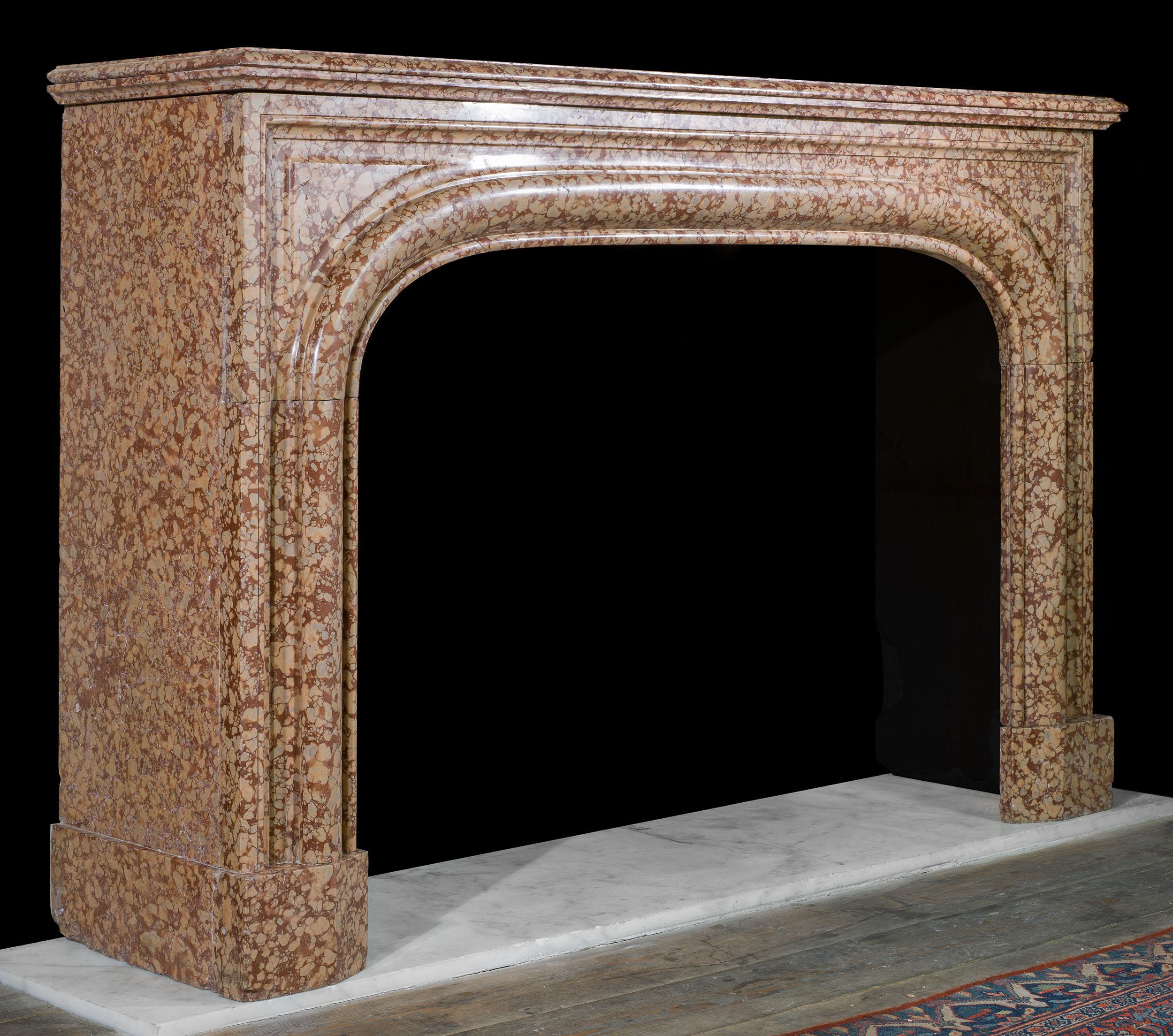 Hand-Carved Rosso Verona Louis XIV Marble Fireplace For Sale