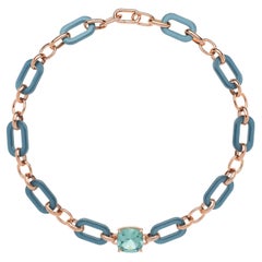 Rossoprezioso Chain Choker in Lacquered and Enameled Wood + Quartz Cushion Cut