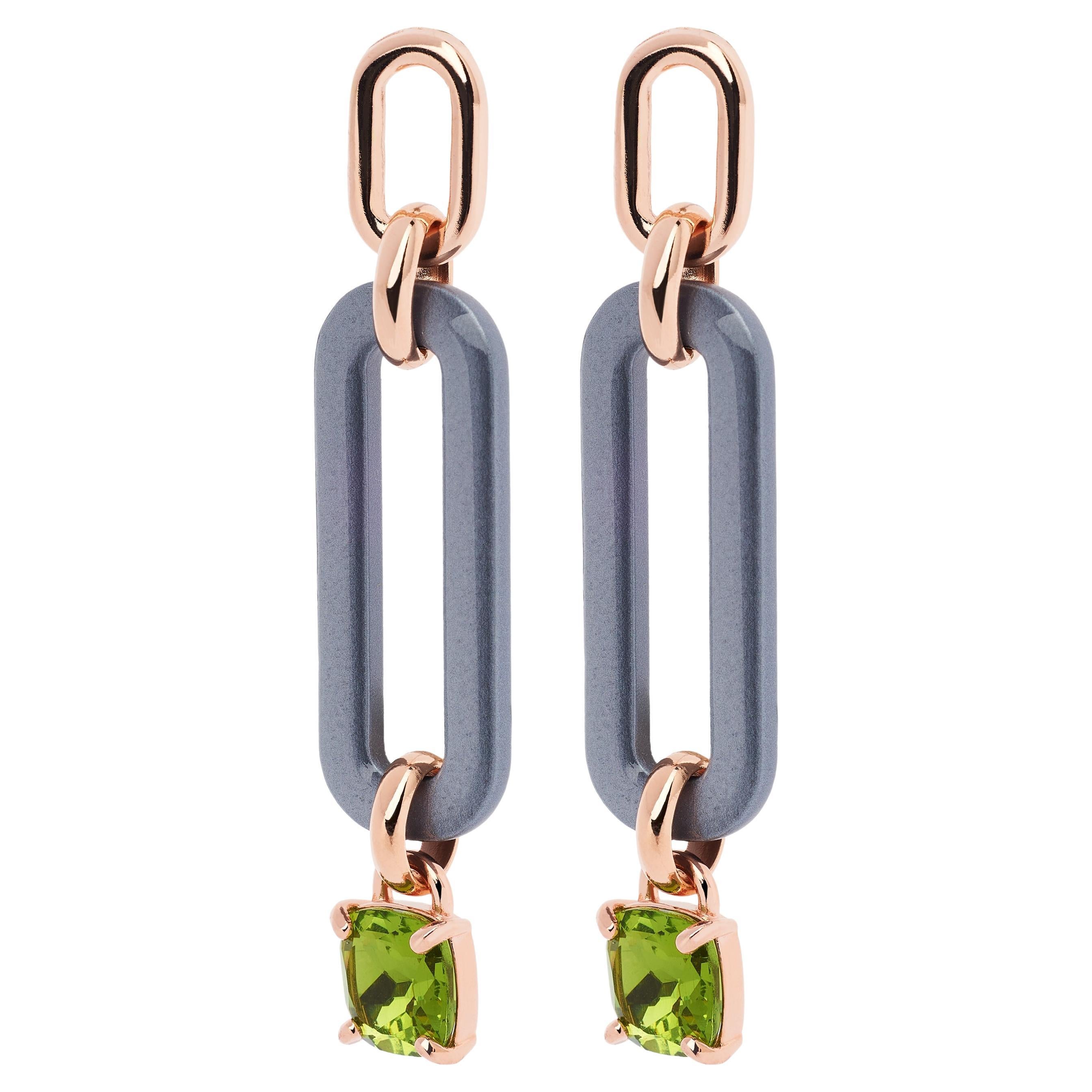 Rossoprezioso Dangle Earrings Lacquered and Enamelled Wood + Quartz Brillant Cut For Sale