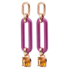 Rossoprezioso Dangle Earrings Lacquered and Enamelled Wood + Quartz Brillant Cut