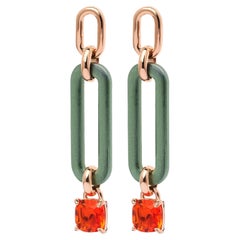 Rossoprezioso Dangle Earrings Lacquered and Enamelled Wood + Quartz Brillant Cut