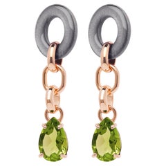 Rossoprezioso Boucles d'oreilles en goutte en bois laqué et émaillé et quartz