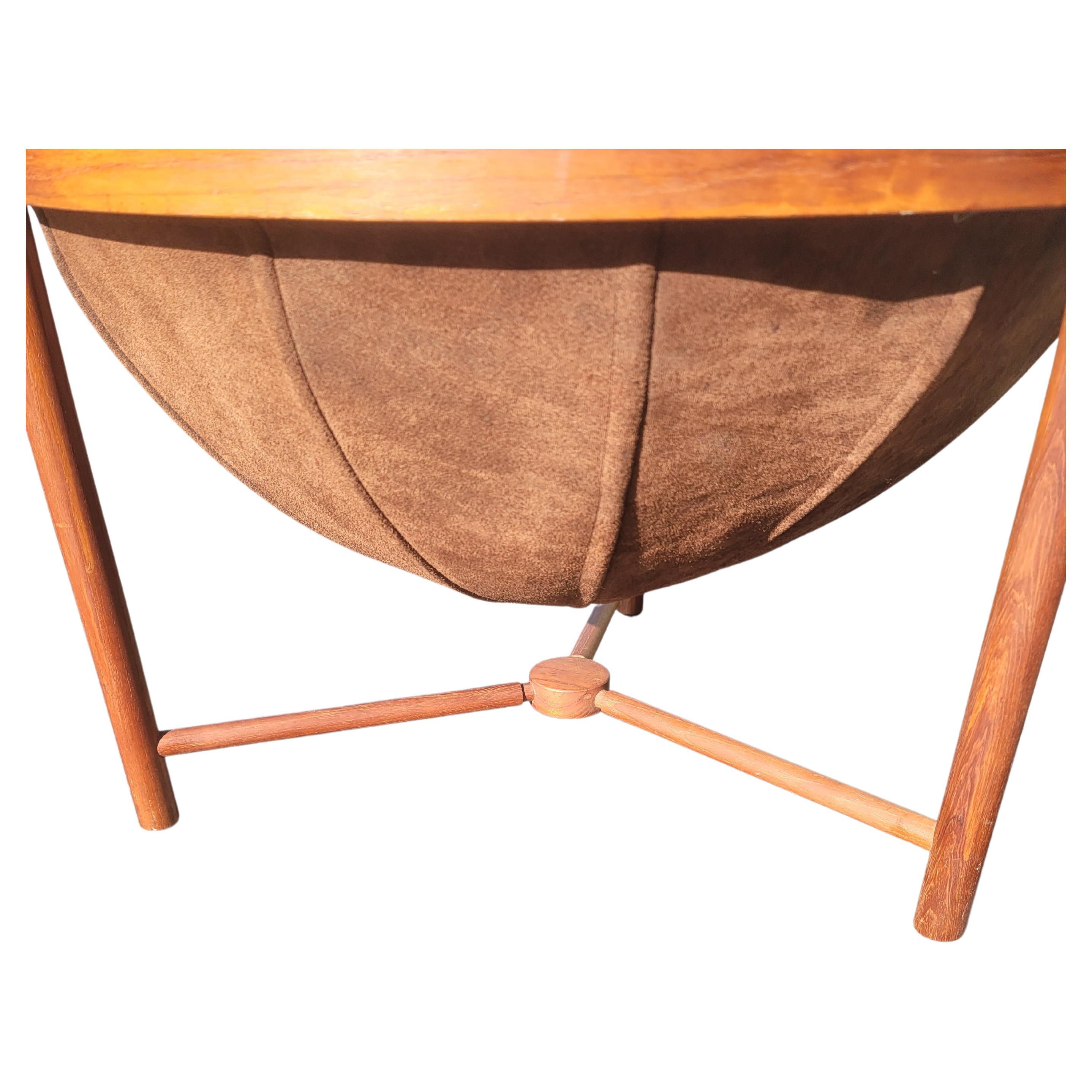 Scandinavian Modern Rostad and Relling for Rasmus Solberg, Norway 1962 Teak & Leather Sewing Table For Sale