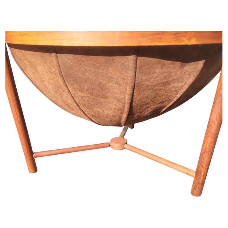 Scandinavian Modern Rostad and Relling for Rasmus Solberg, Norway 1962 Teak & Leather Sewing Table For Sale