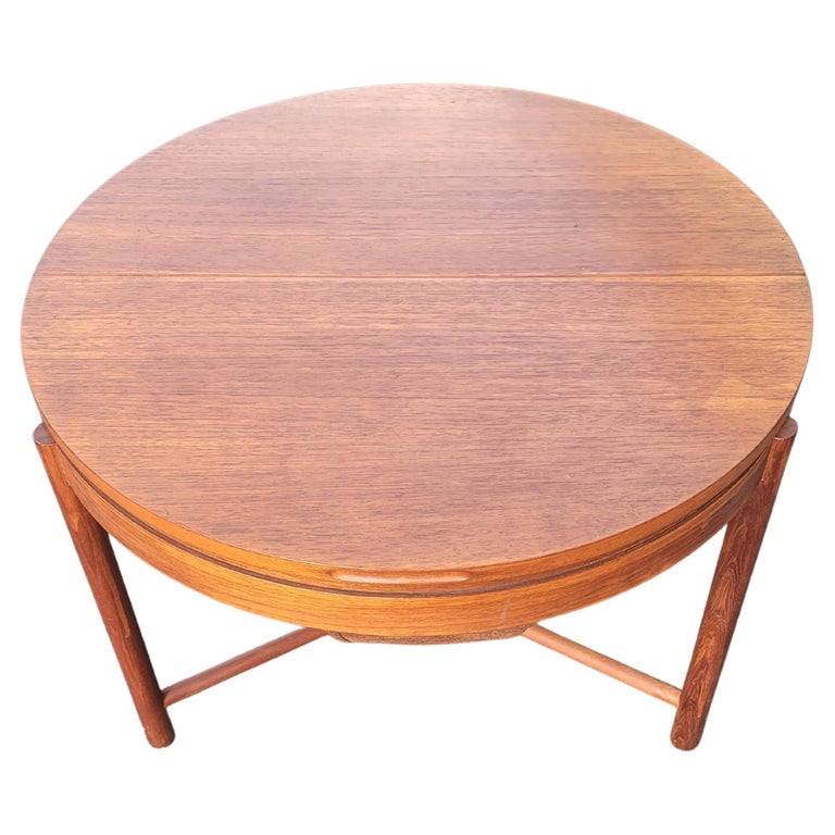 Rostad and Relling for Rasmus Solberg, Norway 1962 Teak & Leather Sewing Table For Sale 1