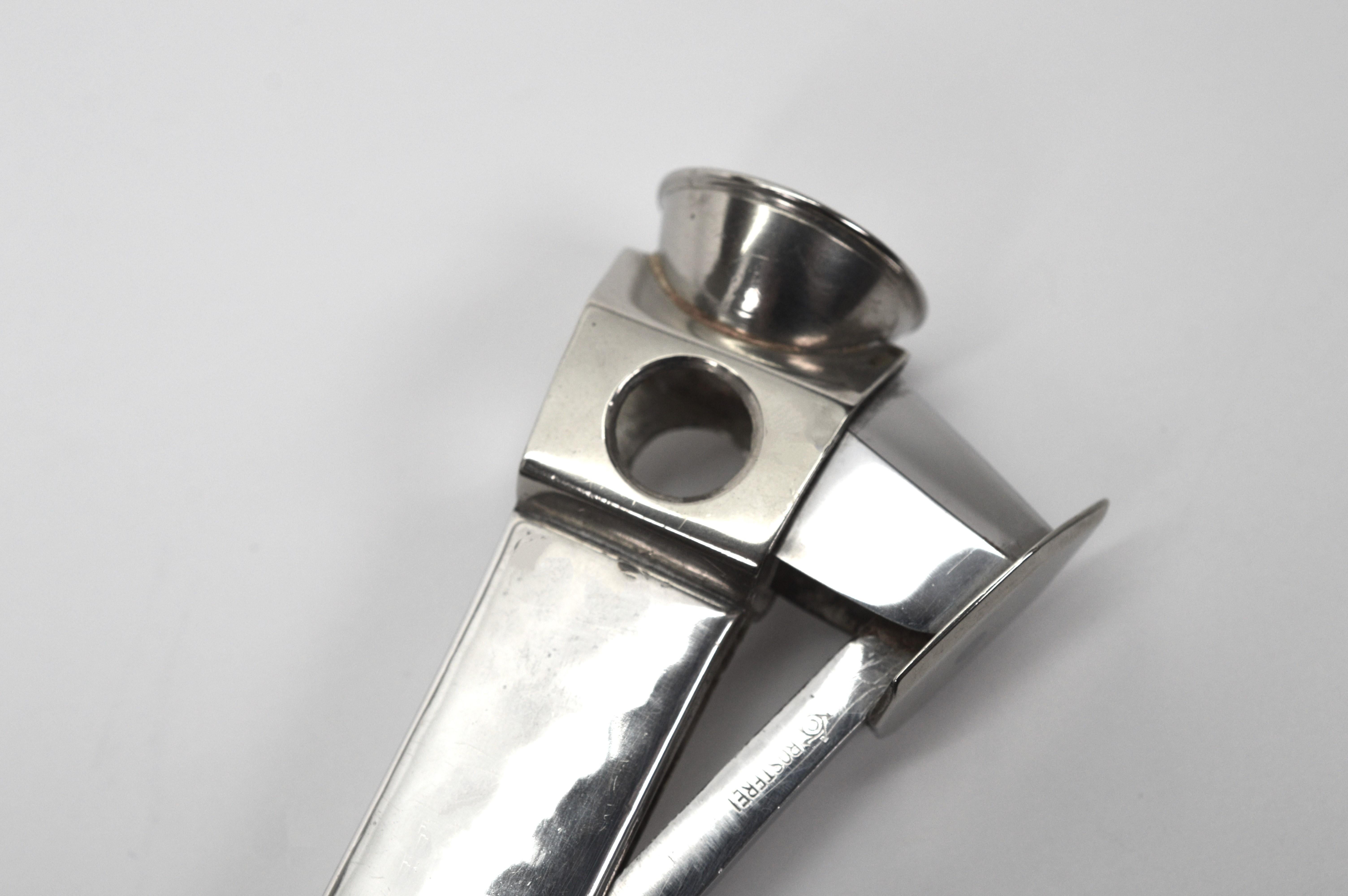 Men's Rostfrei Hammered Silver and Steel Vintage Cigar Cutter For Sale