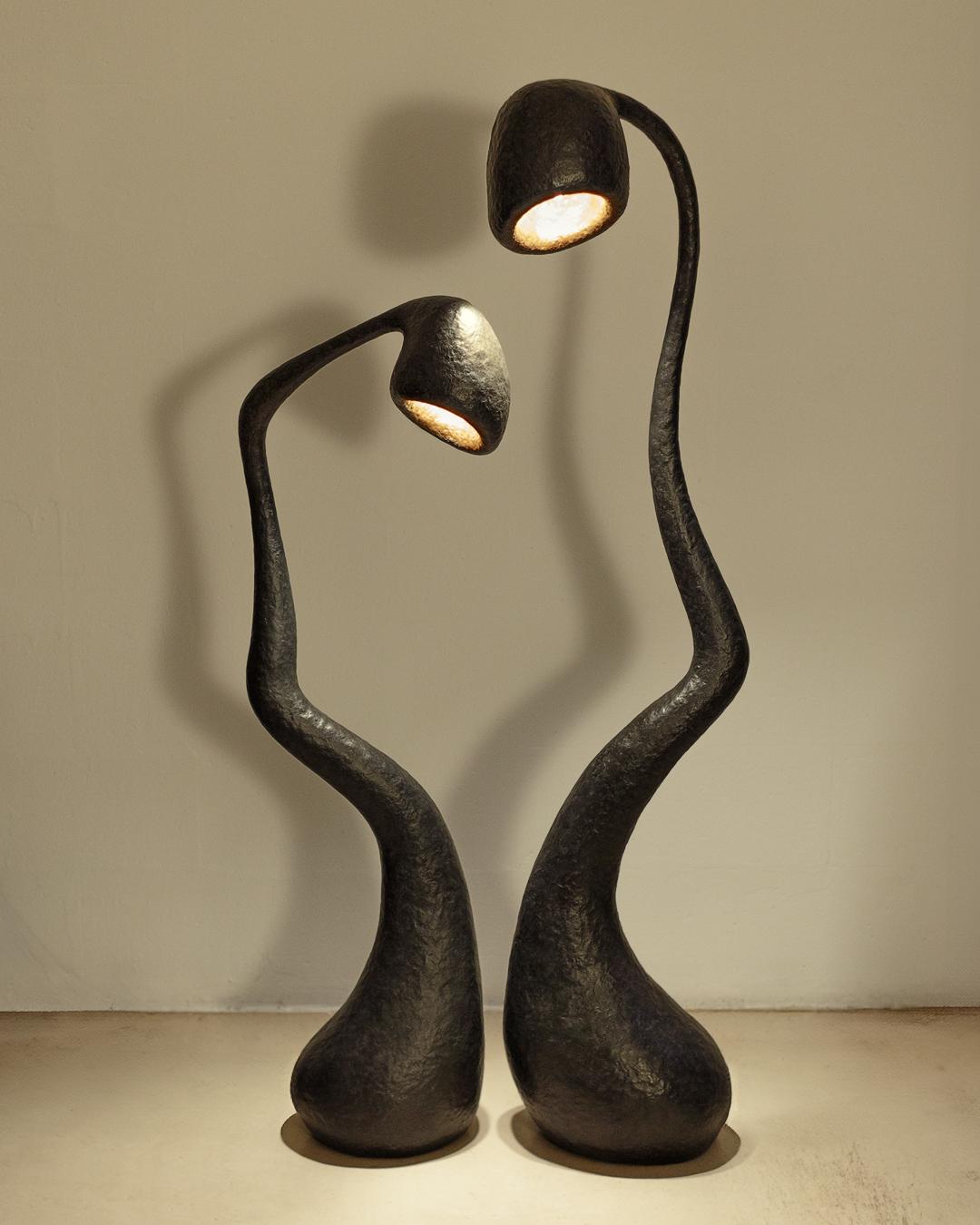 Post-Modern ROSTKI Floor Lamp Series, Organic Bionic Design, Recycled Paper For Sale