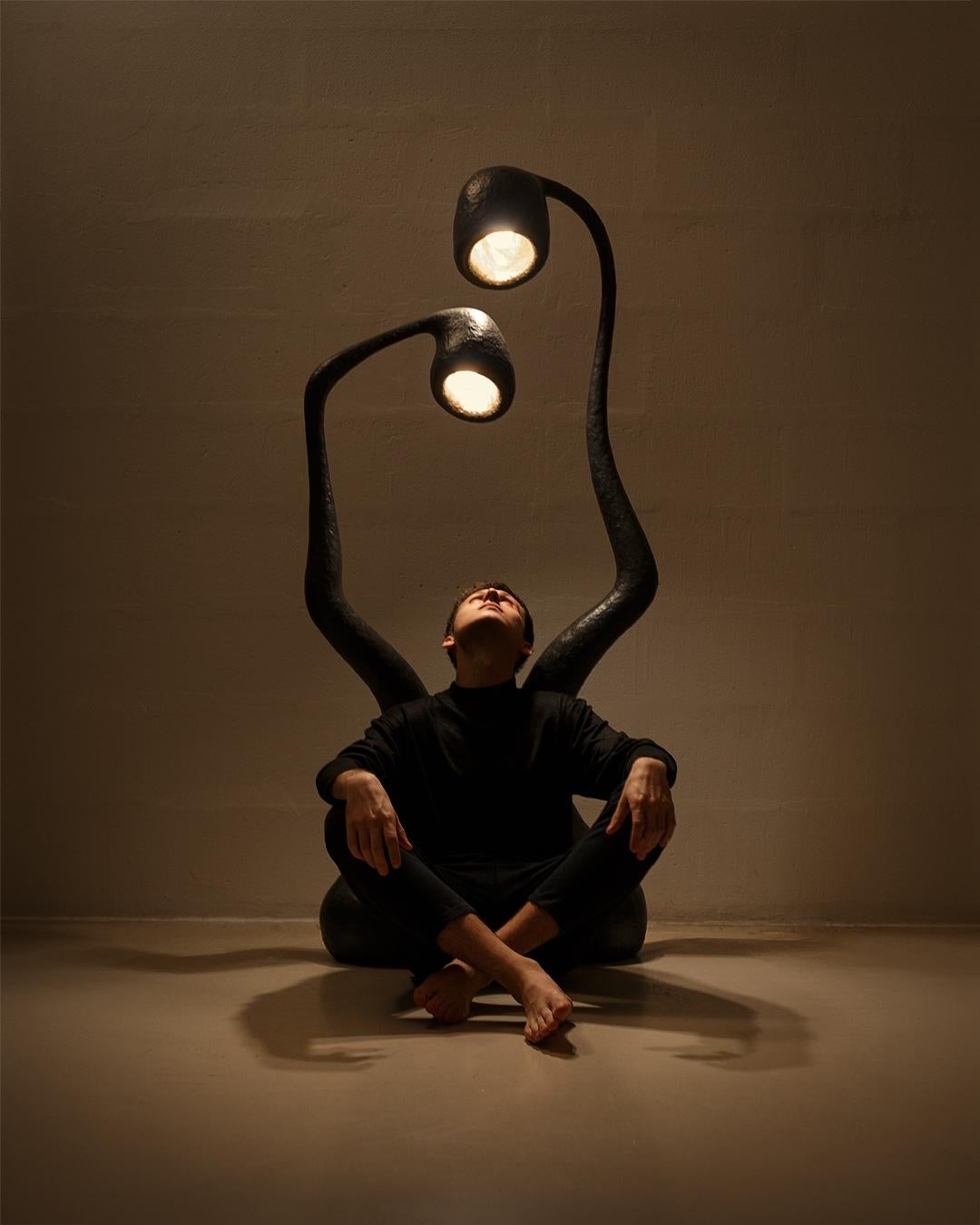 Contemporary ROSTKI Floor Lamp Series, Organic Bionic Design, Recycled Paper For Sale