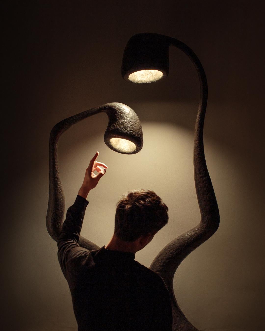 Metal ROSTKI Floor Lamp Series, Organic Bionic Design, Recycled Paper For Sale