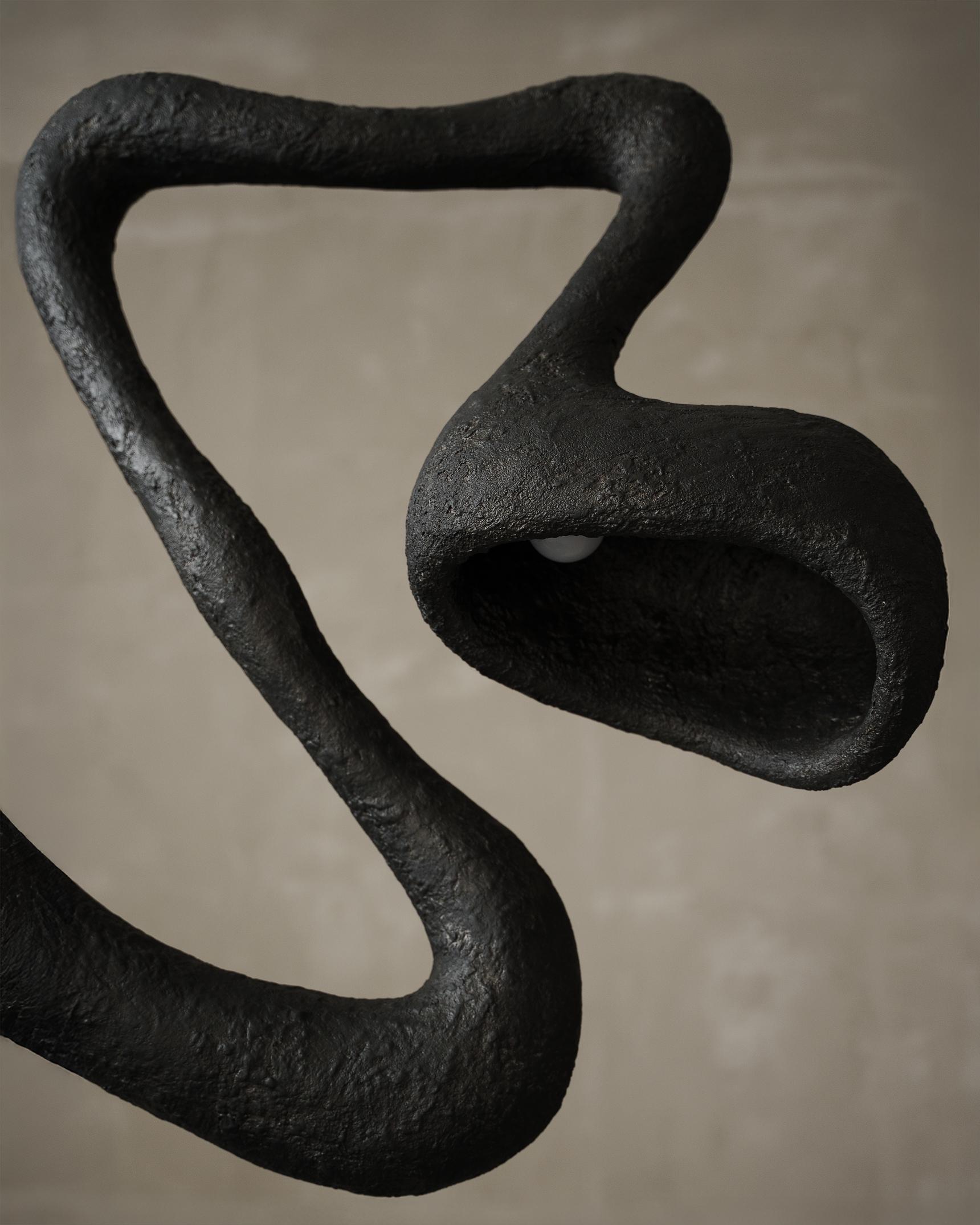 Fibre de verre ROSTOK Lampadaire contemporain, noir, édition limitée, Organic Bionic Design en vente