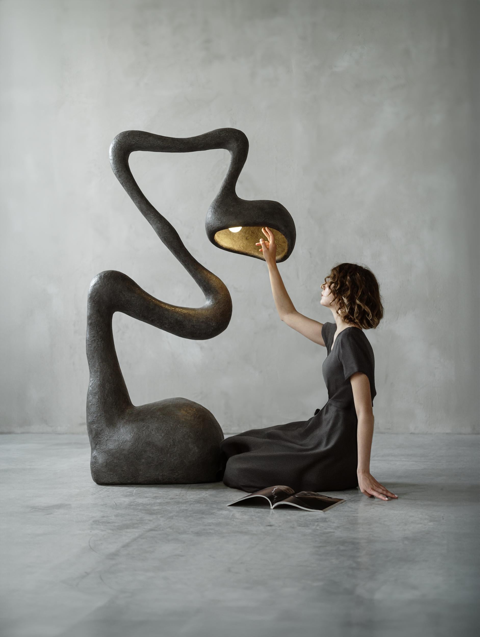 Hand-Crafted ROSTOK Floor Lamp, Recycled Paper, Organic, Limited Edition by Pavel Vishnevsky For Sale