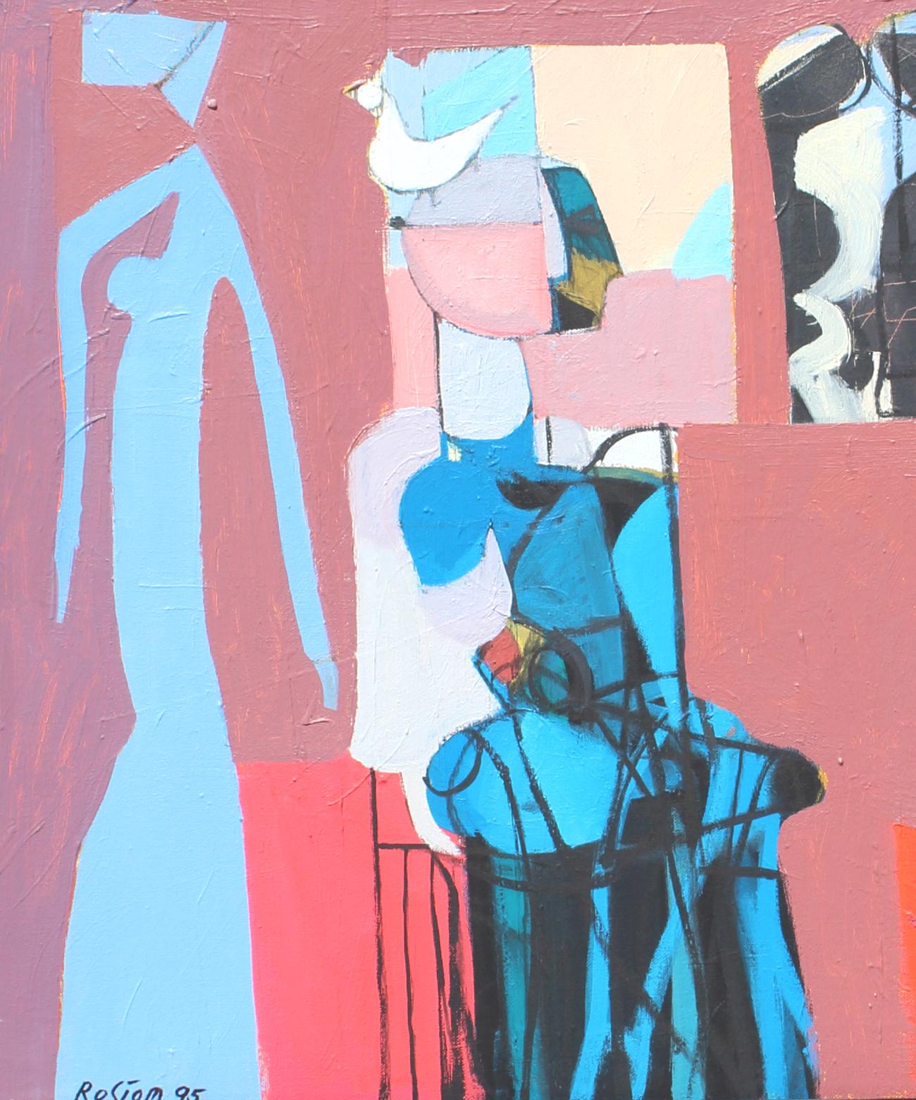 L'attesa - Figurative Painting Rosa di Rostom