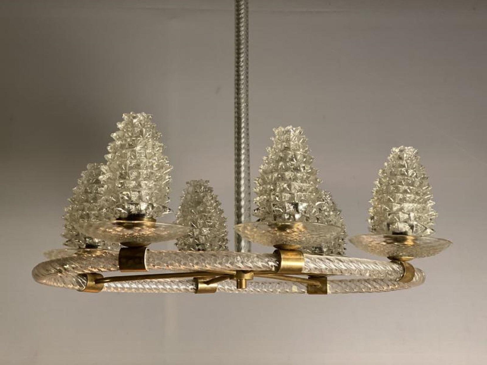 Rostrato Chandelier by Barovier, circa 1940s In Good Condition In Brussels, BE