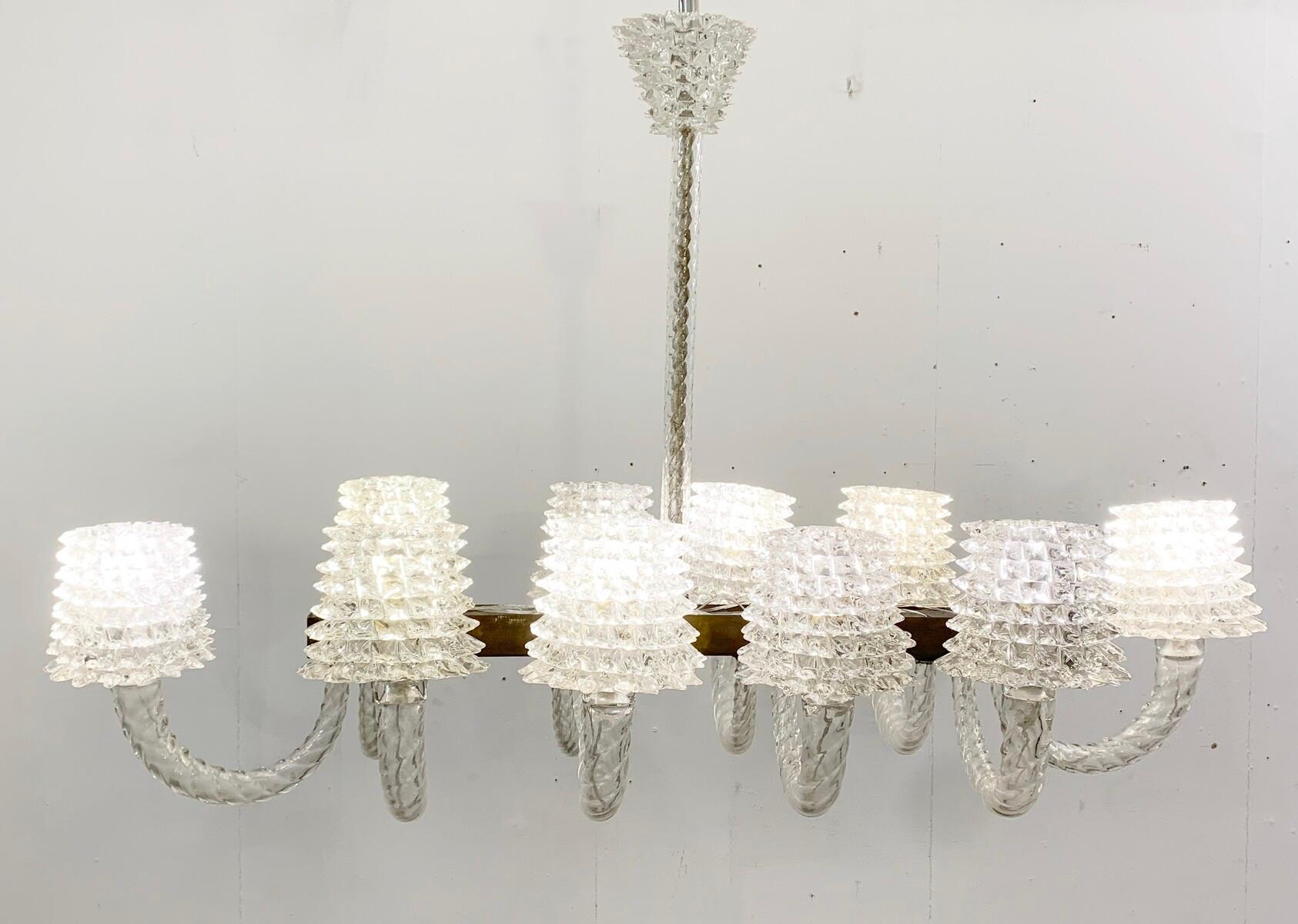 Rostrato glass chandelier by Ercole Barovier - Italy 1940s.