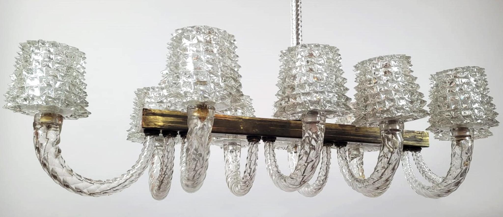 Mid-Century Modern Lustre en verre Rostrato d'Ercole Barovier, Italie, années 1940 en vente