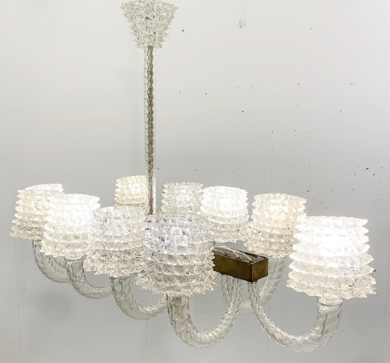 Rostrato Glass Chandelier by Ercole Barovier, Italy, 1940s In Good Condition In Brussels, BE