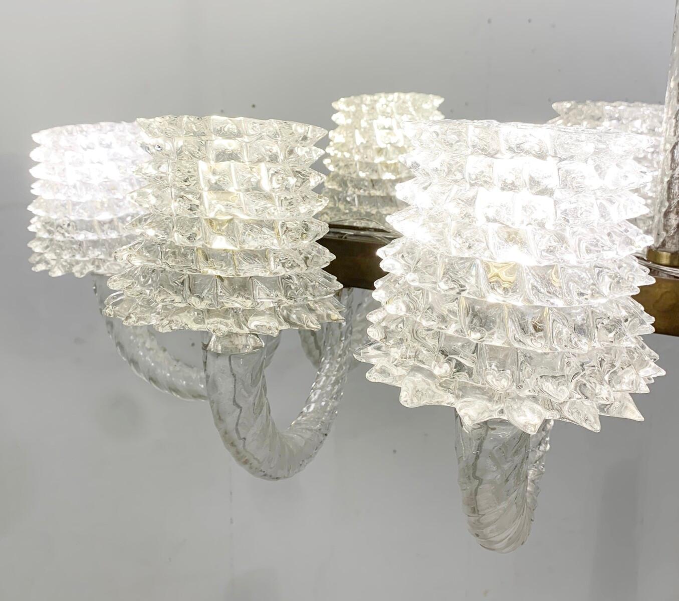 Mid-20th Century Rostrato Glass Chandelier by Ercole Barovier, Italy, 1940s