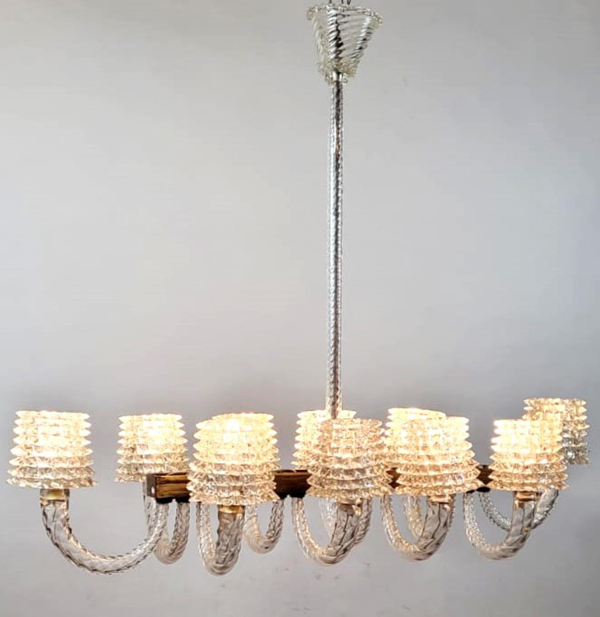 Verre Lustre en verre Rostrato d'Ercole Barovier, Italie, années 1940 en vente