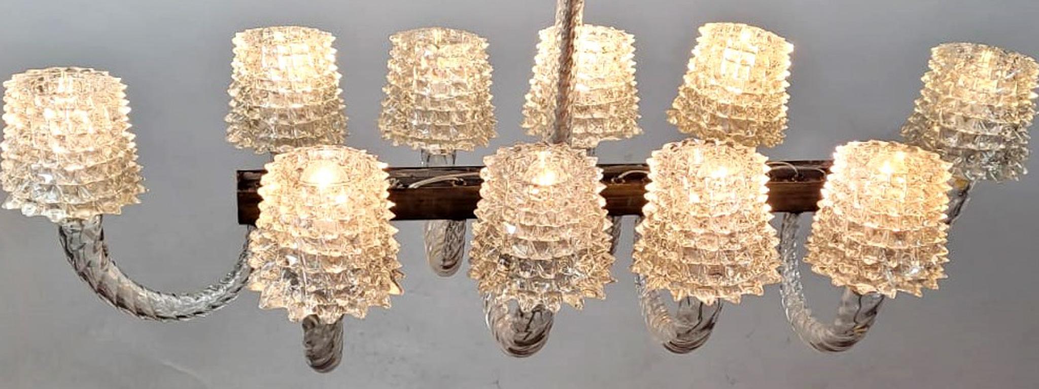 Lustre en verre Rostrato d'Ercole Barovier, Italie, années 1940 en vente 1