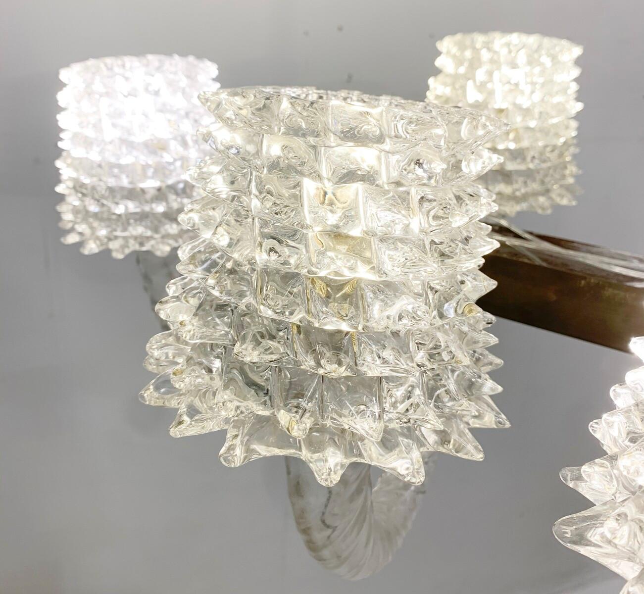 Rostrato Glass Chandelier by Ercole Barovier, Italy, 1940s 2