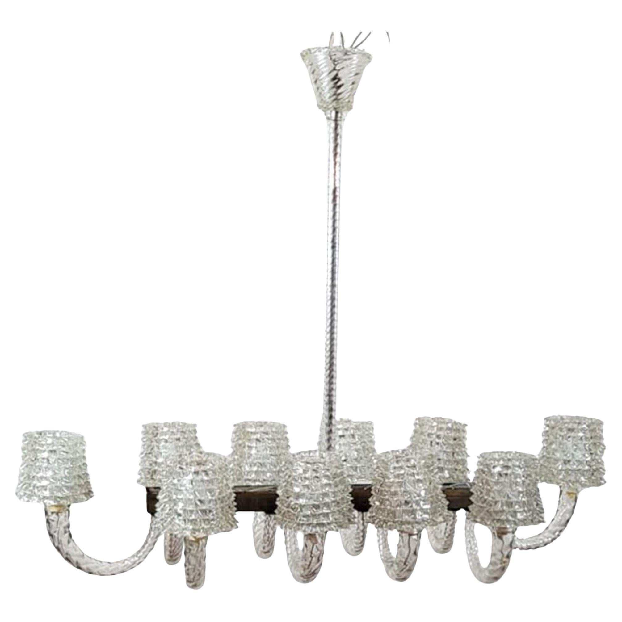 Rostrato-Glas-Kronleuchter von Ercole Barovier, Italien, 1940er Jahre