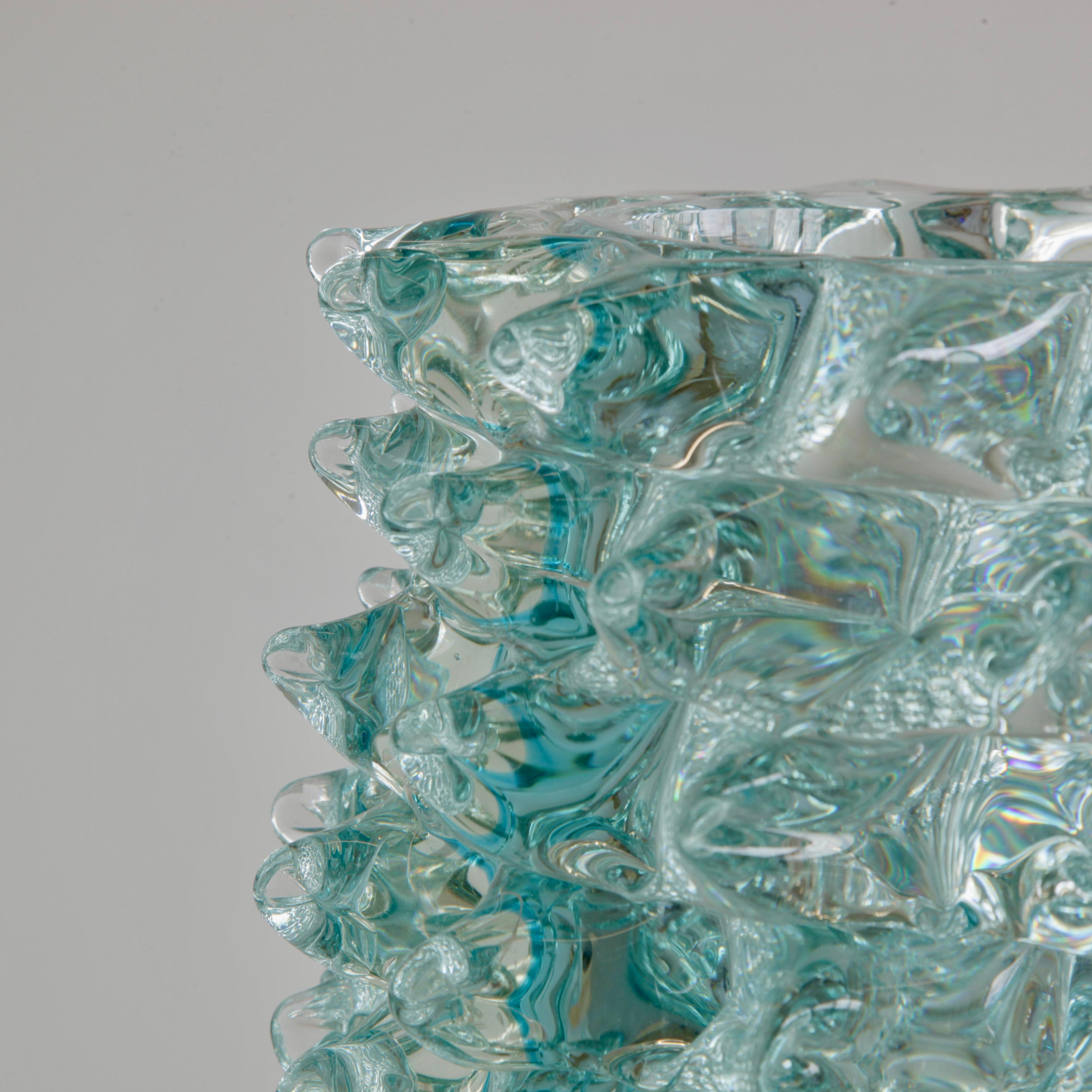 XXIe siècle et contemporain Vase en verre de Murano, Italie 'Green Spikes' 'ROSTRATO'. en vente