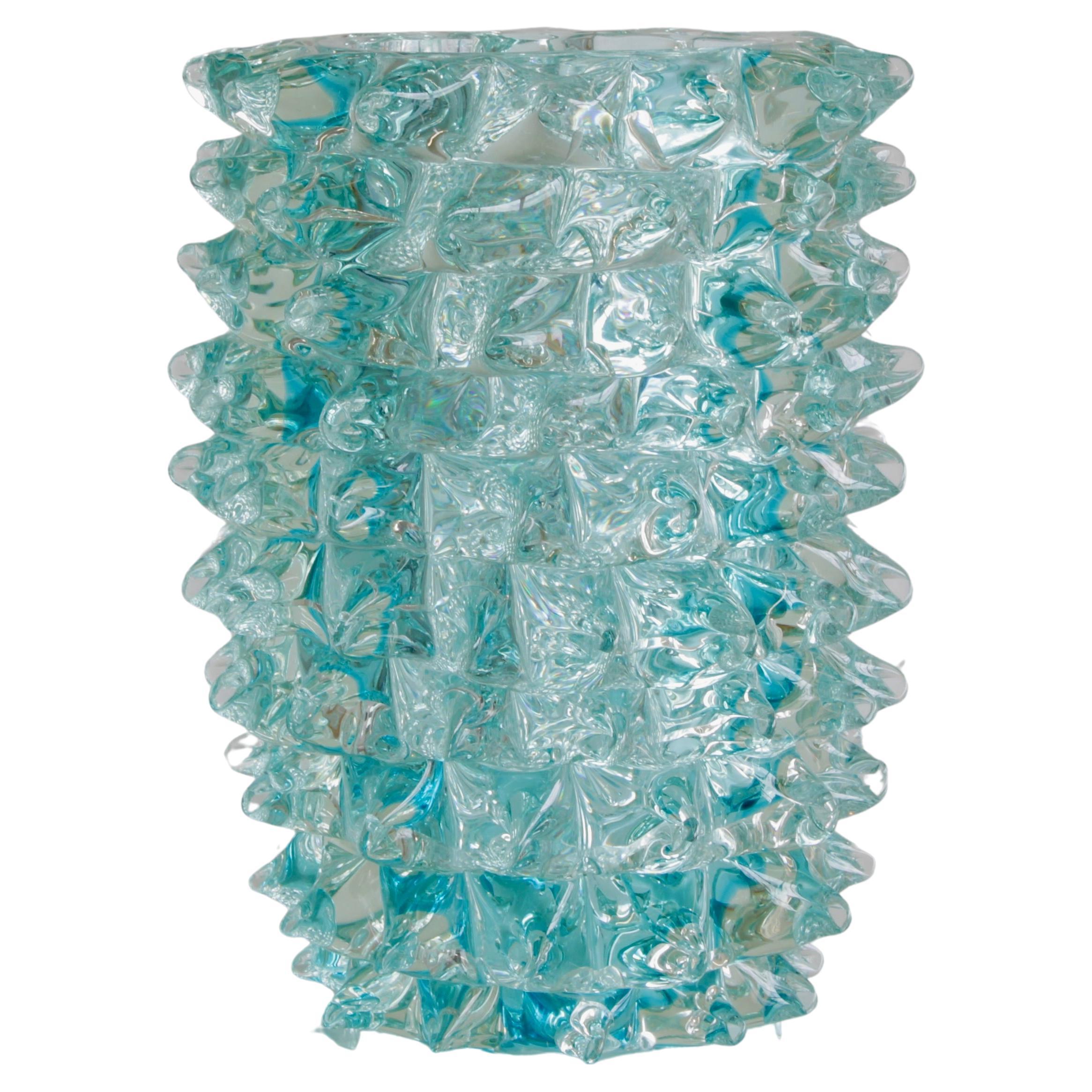 'ROSTRATO 'Murano Glass Vase, Italy 'Green Spikes'