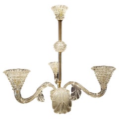 Rostrato Murano Hand Made Clear Glass Chandelier w 3 S Arm 