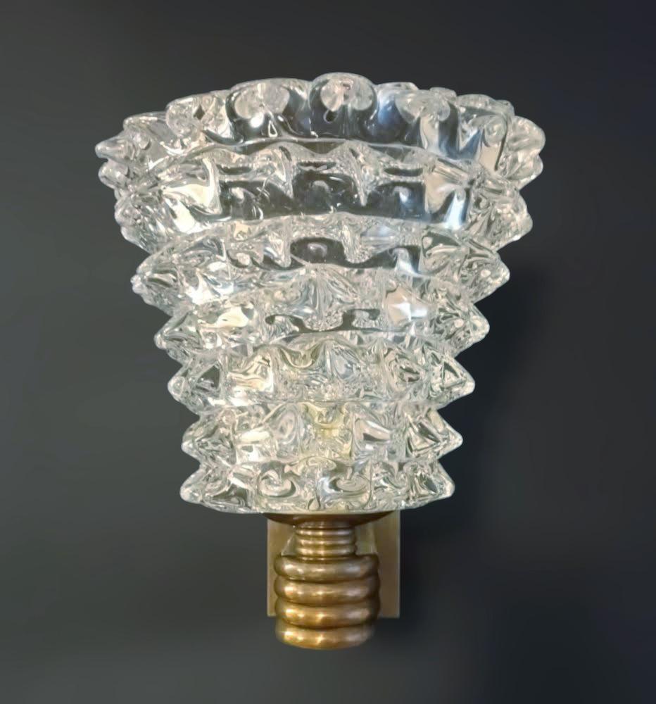 Mid-Century Modern Rostrato Sconce by Barovier e Toso, 20 Available For Sale