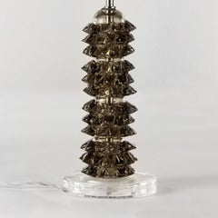 Artistic Rostri Table Lamp Light Grey Murano Glass, Grey Lampshade by Multiforme