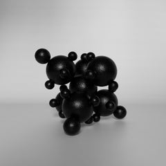 Alien Steel Black Sphere Abstract Sculpture