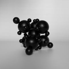 Alien Steel Black Sphere Abstract Sculpture