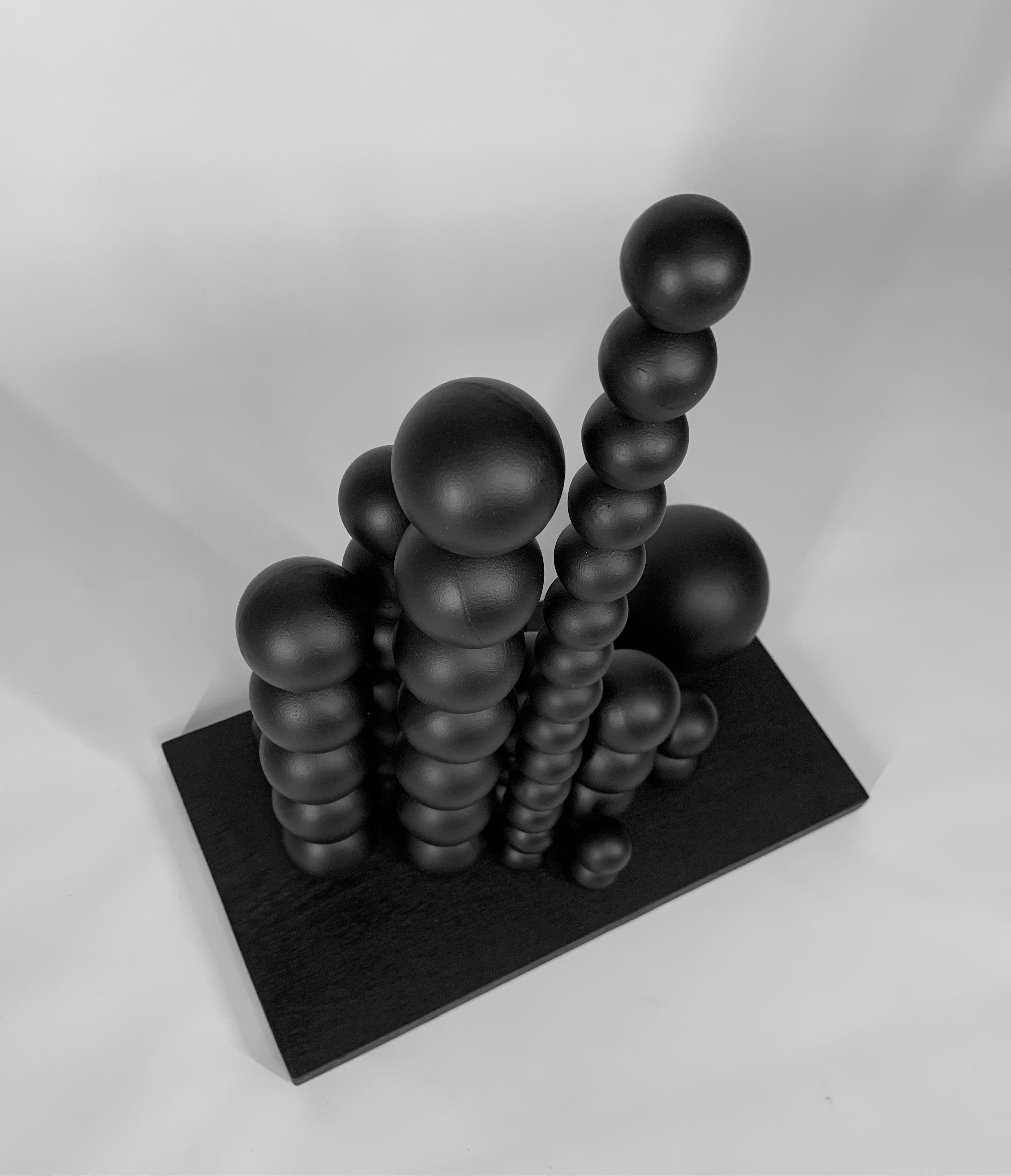 City of future Steel Black Sphere Abstract Sculpture For Sale 9