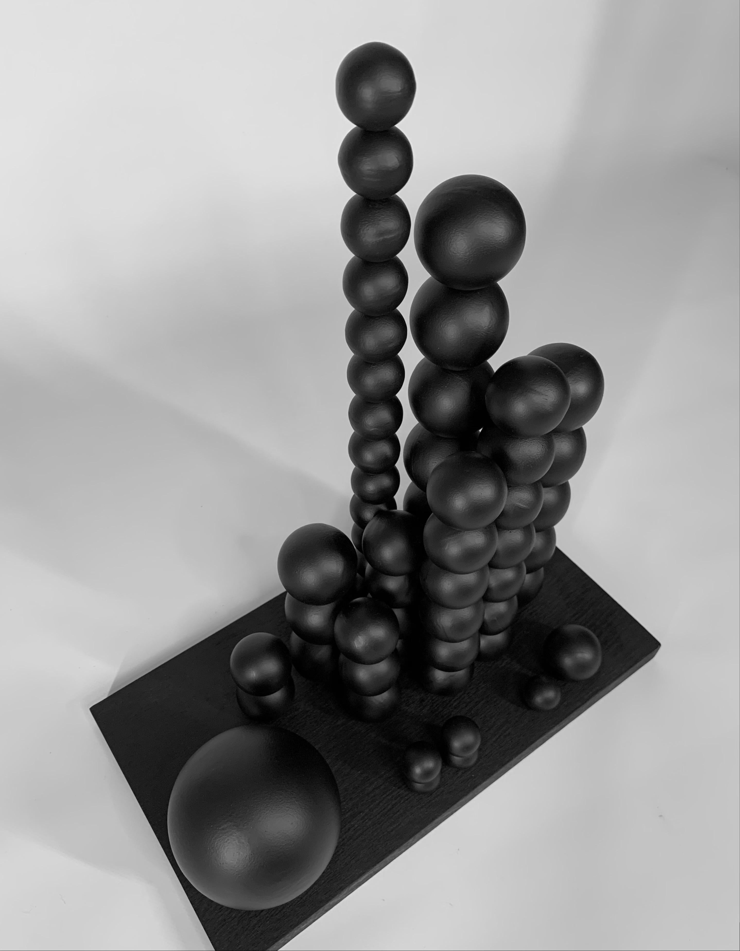City of future Steel Black Sphere Abstract Sculpture For Sale 6