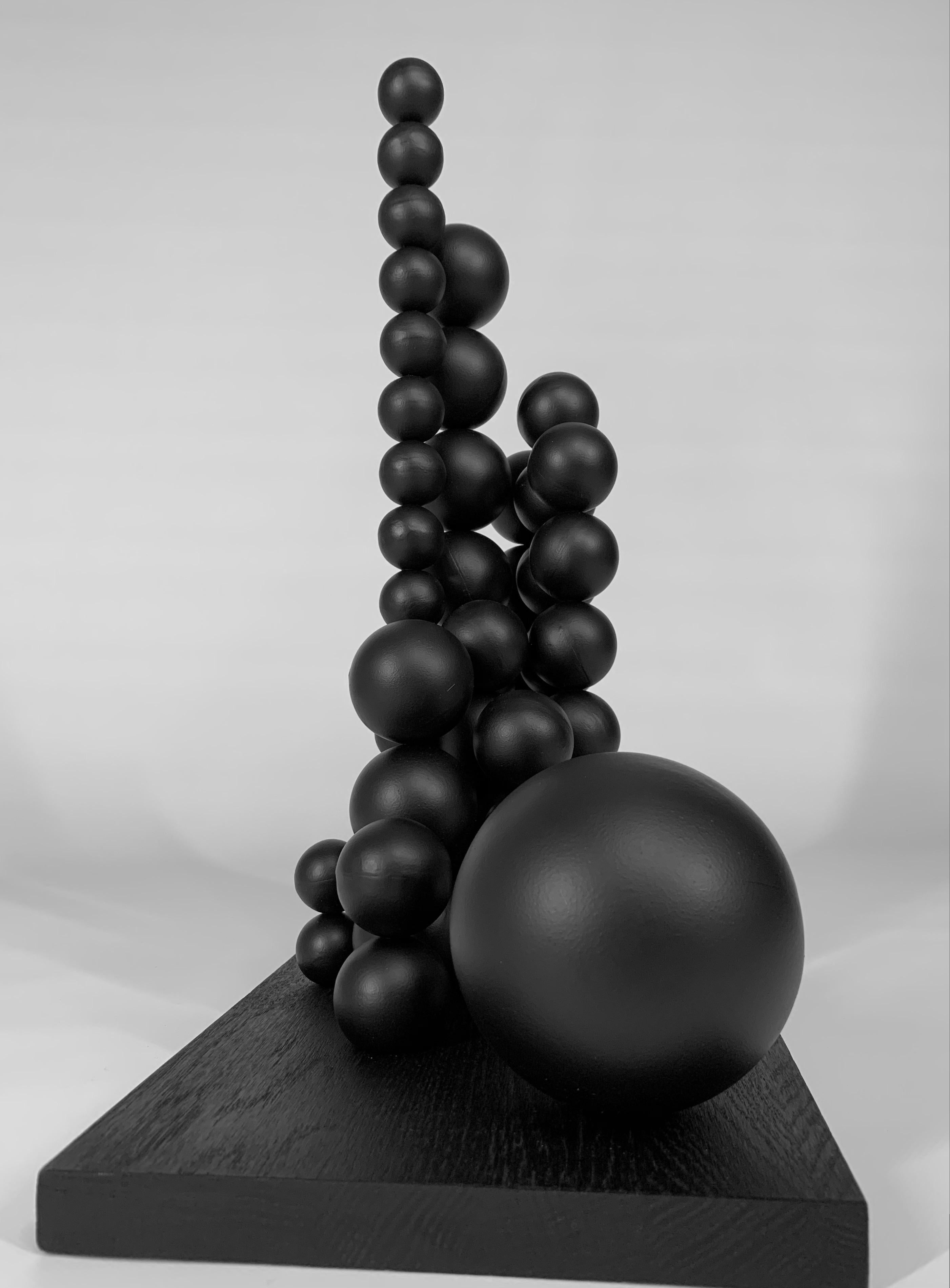 City of future Steel Black Sphere Abstract Sculpture For Sale 7