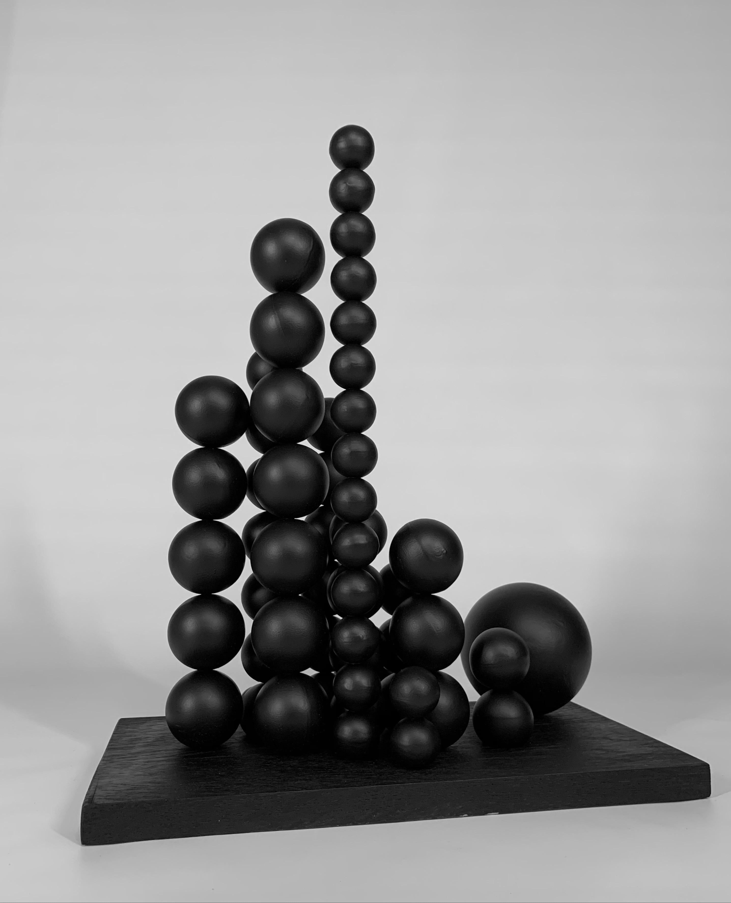City of future Steel Black Sphere Abstract Sculpture For Sale 8