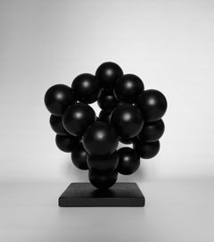 Corner Steel Black Sphere Abstract Sculpture